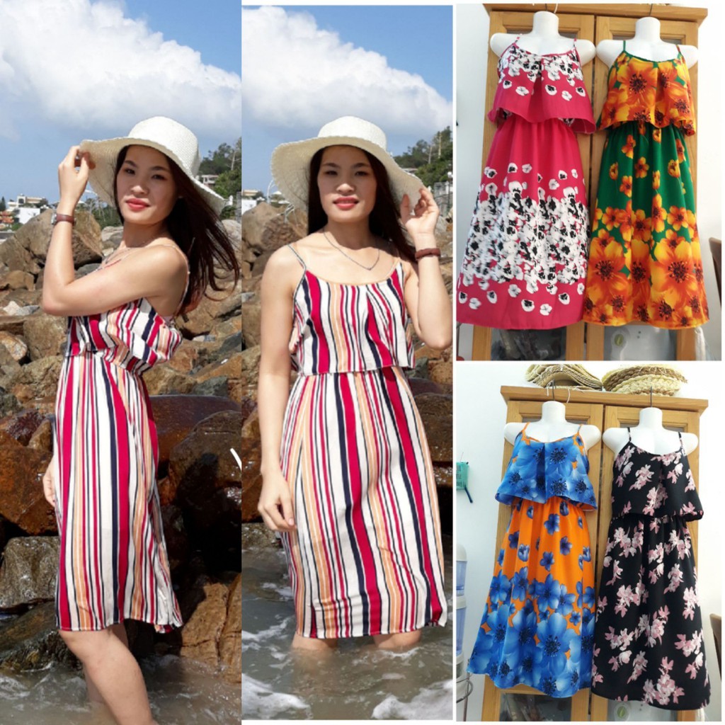 Đầm bèo 2 dây chất xốp thái