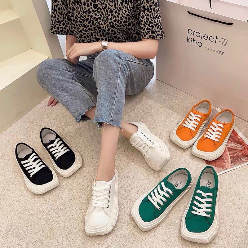 Giày Thể Thao Nữ Vải 🥰FREESHIP🥰 Giày Sneaker Vải Nữ Mũi Vuông Siêu Hot