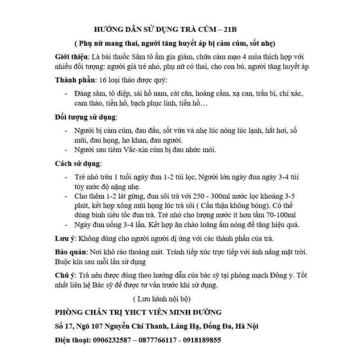 Trà Flu 21B Viên Minh Đường