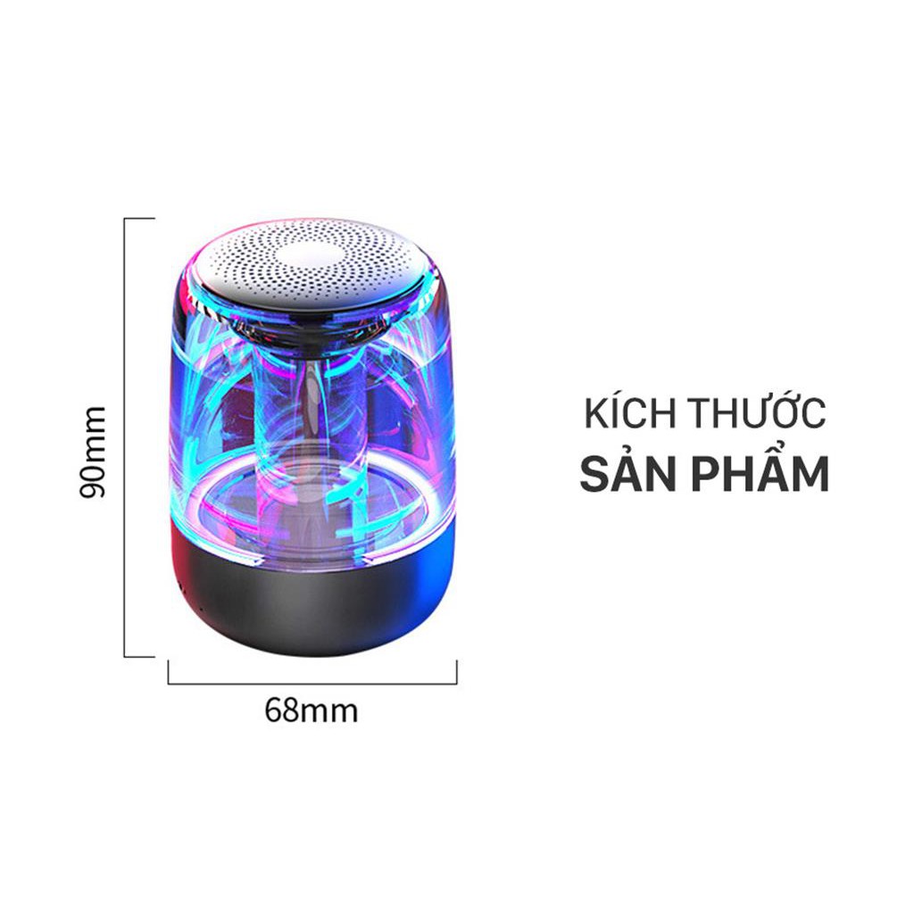 Loa Bluetooth Trên Dưới Trong Suốt Yayusi C7-C7plus âm thành vòm 6D âm bass trầm led RGB pin 1000mAh -dc3636