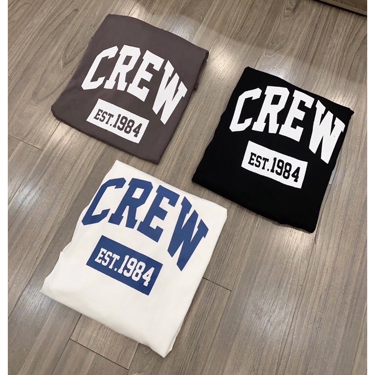 Áo thu đông nữ dài tay cổ tròn CREW 1984 dáng thụng phong cách Nano Ulzzang | BigBuy360 - bigbuy360.vn