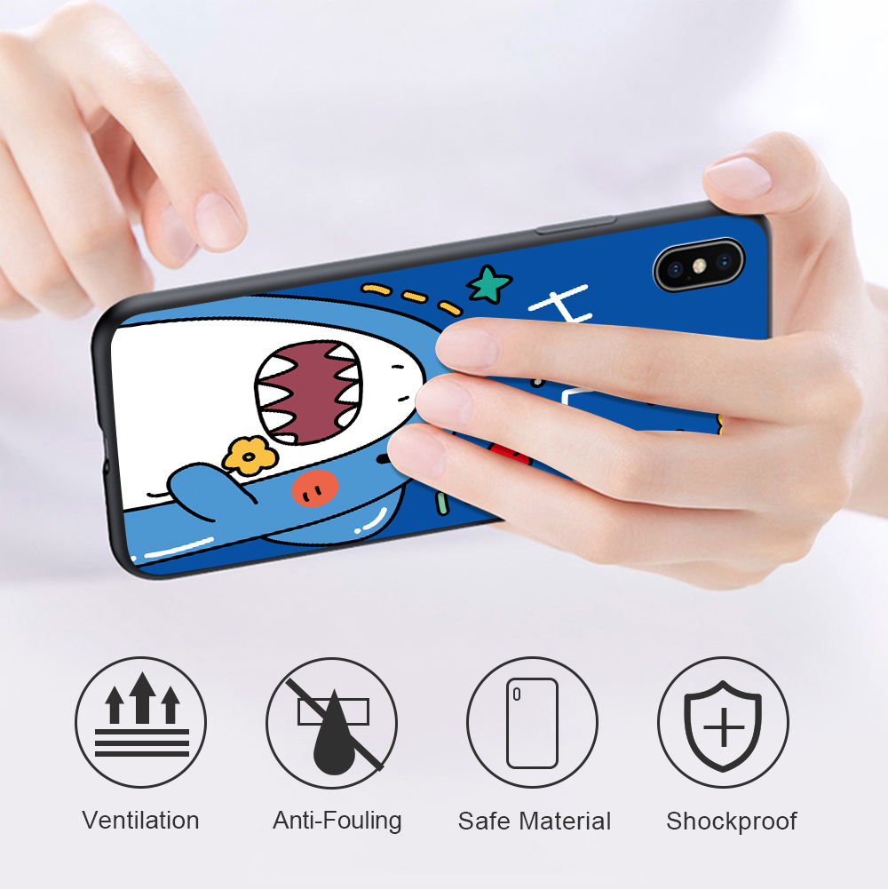 iPhone 11 Pro Max X XS XR ip cho Cartoon Cute Crocodile Dinosaur Shark Phone Case Shockproof Soft Casing Silicone Matte Cases Protective Cover Ốp lưng điện thoại