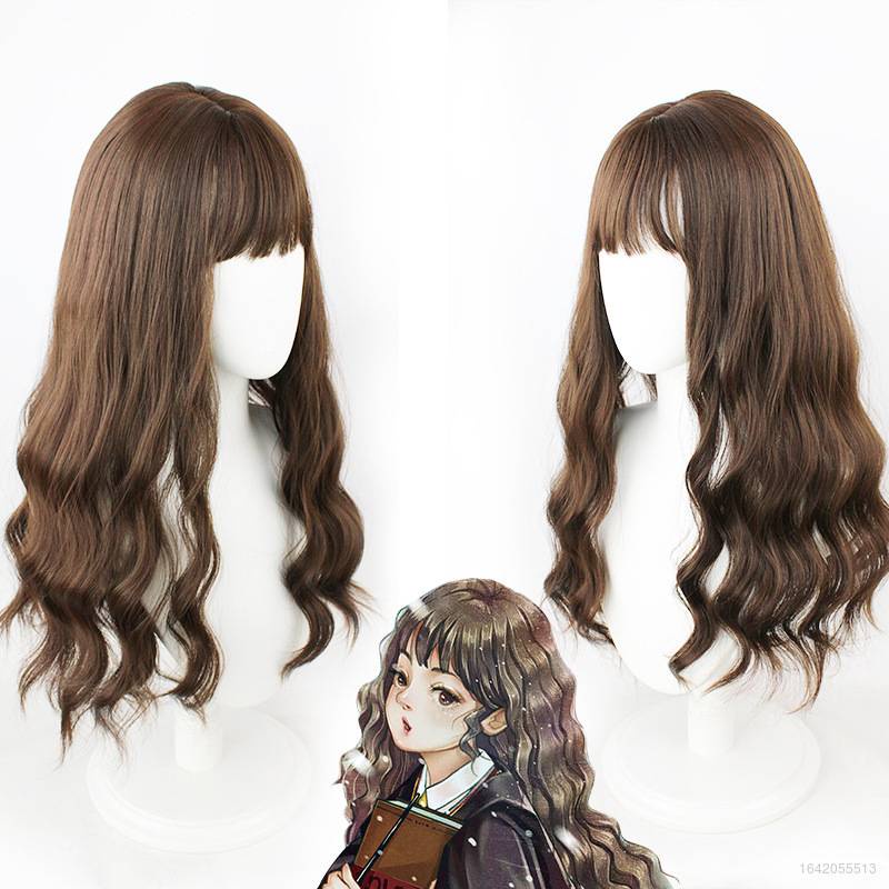 Bộ tóc giả xoăn dài 60cm màu socola hóa trang nhân vật phim Harry Potter
