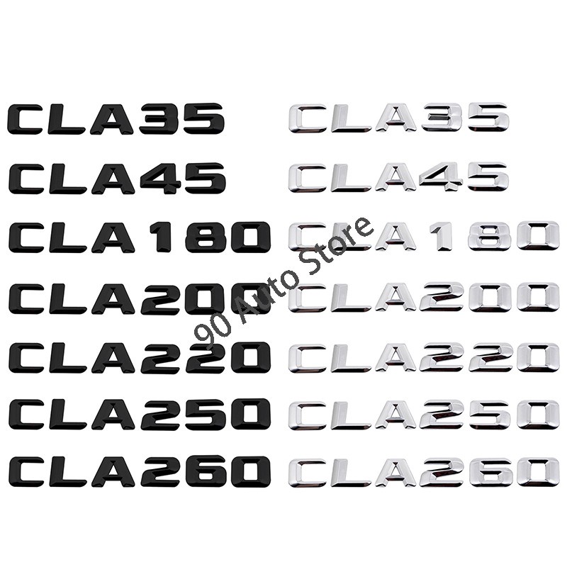 Miếng Dán Logo 3D Bằng Kim Loại Trang Trí Đuôi Xe Hơi Mercedes Benz CLA45 CLA180 CLA200 CLA220 CLA250 CLA260