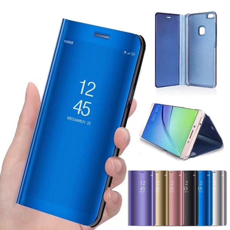 Ốp điện thoại nắp lật tráng gương sang trọng cho Samsung G. Note 5 Note FE S8 Huawei P20 Pro