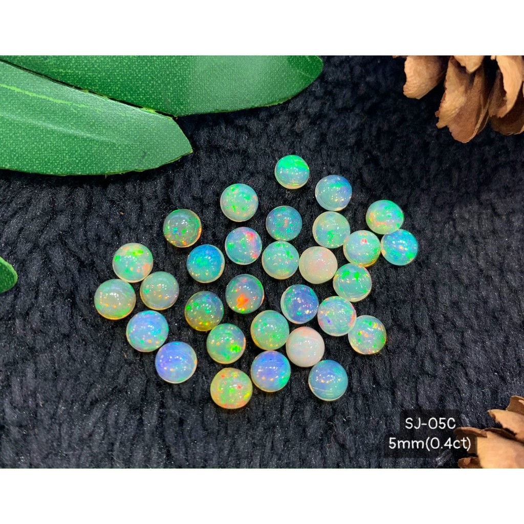Mặt Đá Opal Nhiều Màu Trong Và Trắng Sữa Size Tròn 5-9mm