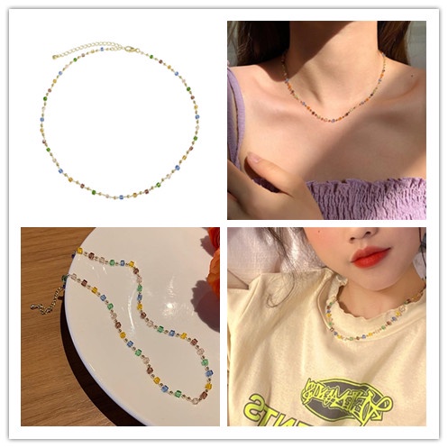 Vòng cổ Chuỗi Hạt Pha Lê Nhiều Màu Thanh Lịch Cổ Điển Thời Trang Cho Nữ