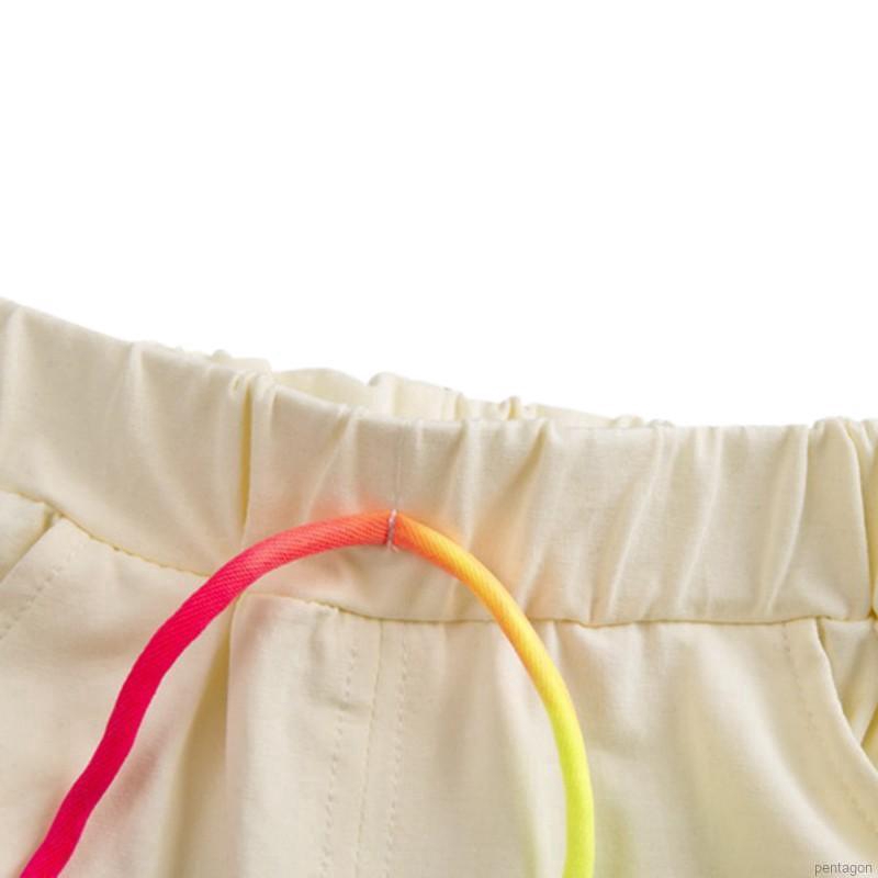 Bộ áo thun tay ngắn in màu cầu vồng + Quần ngắn cho bé