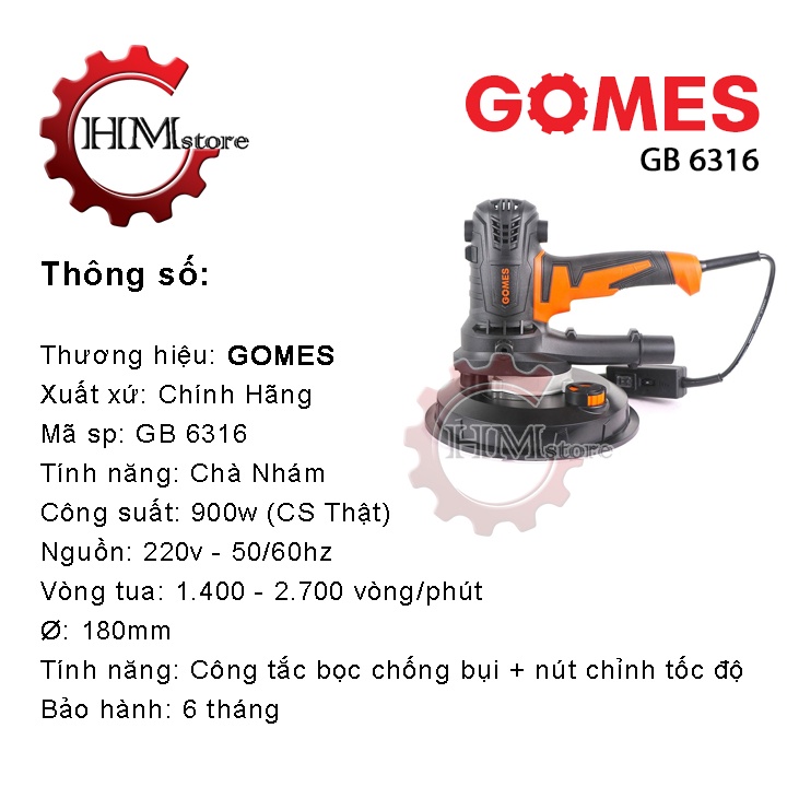 [Chính Hãng] Máy Chà Tường Gomes GB 6316 - Máy Xả Bột Trét Gomes , Công Suất 900w - Máy Xả Bột Trét GOMES