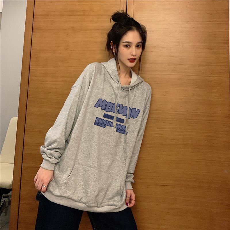 Áo hoodie ZHELIHANGFEI tay dài dáng rộng phong cách preppy thời trang mùa đông