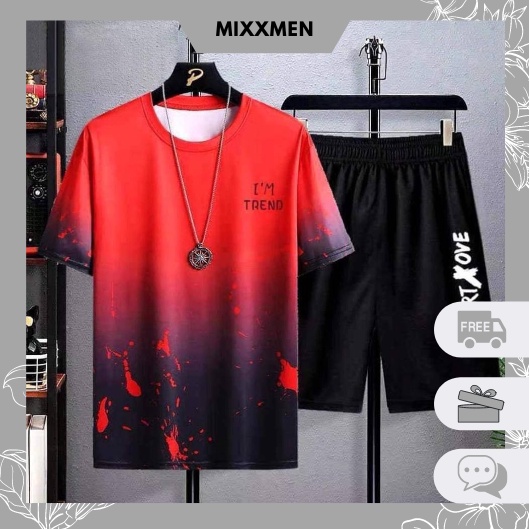 Bộ Đồ Nam Mùa Hè Nữ Unisex Ngắn Tay Cổ Tròn Họa Tiết Loang Vẩy Sơn Hot Trend Thời Trang MIXX_MEN QA NAM 104