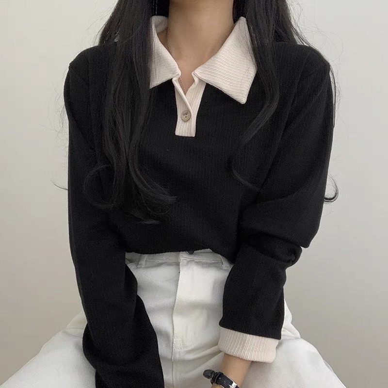 [Order] Áo thun polo dài tay ulzzang cổ bẻ | BigBuy360 - bigbuy360.vn
