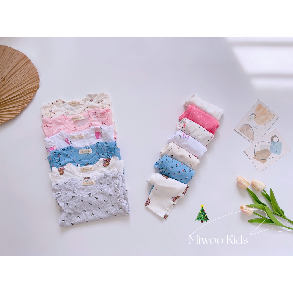 (7-21kg)Bộ thun cotton dài tay phối cánh tiên Miwoo kids họa tiết siêu dễ thương cho bé gái(ảnh thật)