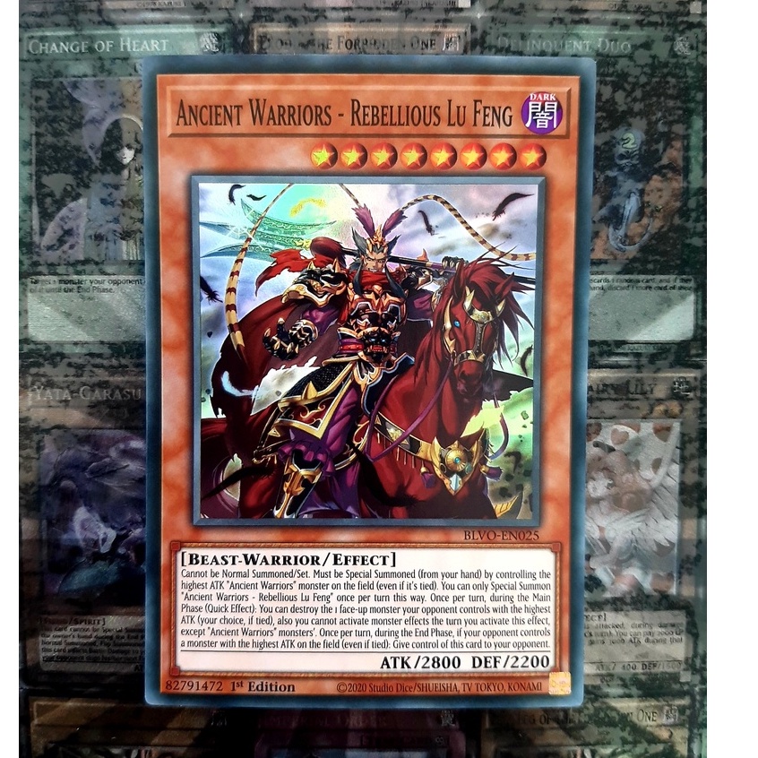 [ ĐỖ LẠC SHOP ]  THẺ BÀI YUGIOH MONSTER  -  BLVO-EN025 - Ancient Warriors - Rebellious Lu Feng - Super Rare