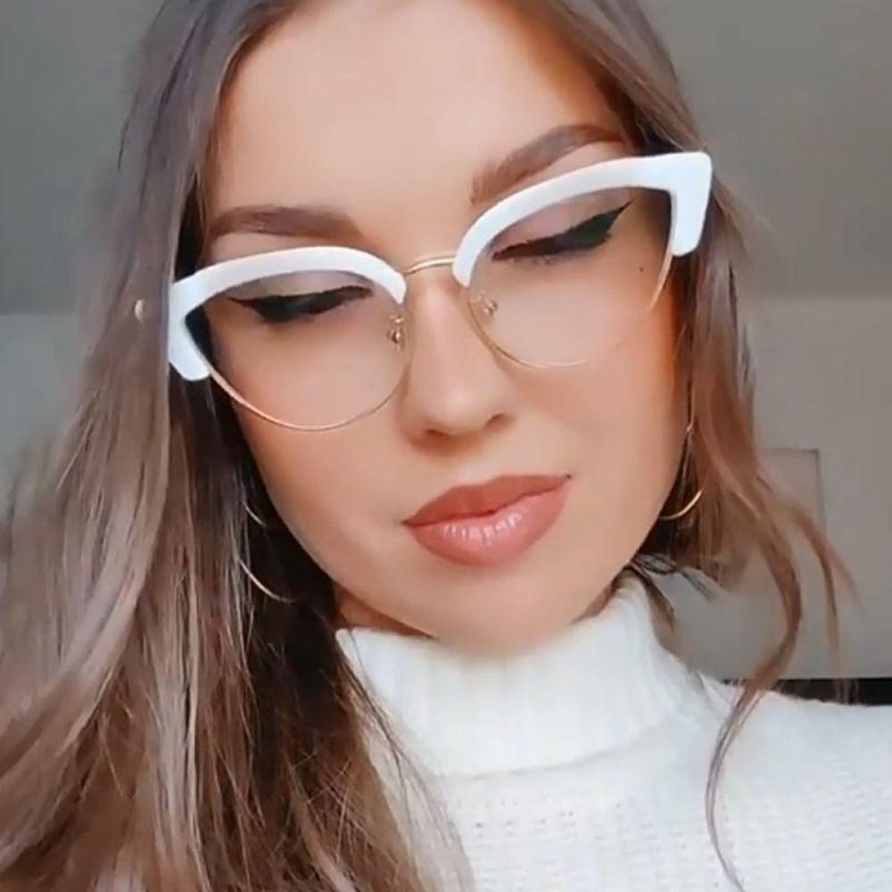 Kính Chống Tia Bức Xạ Mắt Mèo Nửa Gọng Thời Trang Cho Nữ MXMUSTY