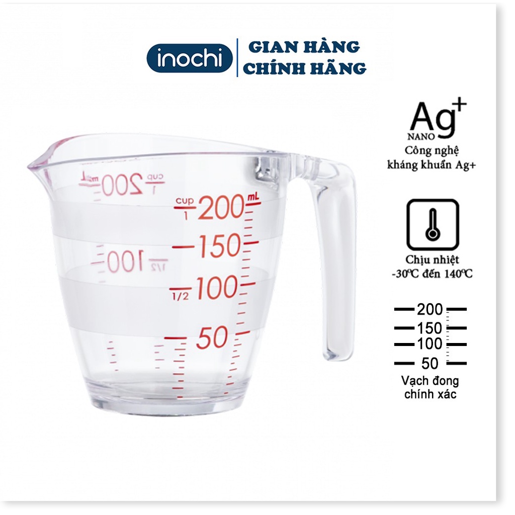 Cốc đong - YOKO INOCHI nhựa định lượng 200ml dung dịch dùng trong nấu ăn pha chế nhựa nguyên sinh