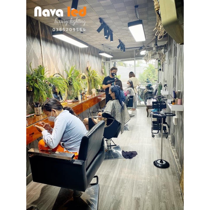 Đèn thả văn phòng, đèn thả salon D1,2m R20cm C6cm cạnh bo tròn 60w Siêu Sáng - NAVA LED