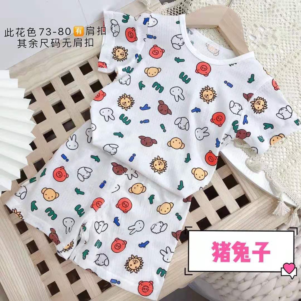 Đồ Bộ Cotton Thông Hơi Ngắn Tay Mùa Hè Cho Bé Trai Và Bé Gái size 73-120