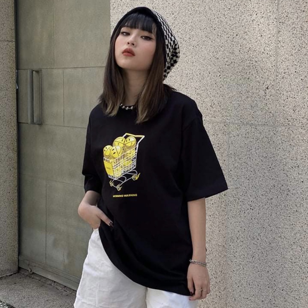Áo thun Morning Warning Trolley - Xe Đẩy Zui Zẻ - Áo Thun Unisex Form Rộng Tay Lỡ Oversize Cotton 100% Local Brand