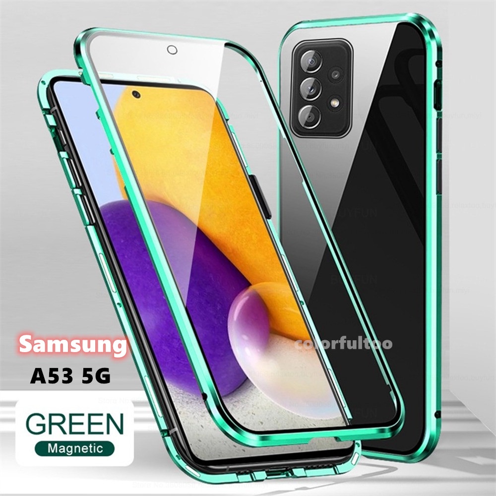 Ốp Điện Thoại Kính Cường Lực Hai Mặt Viền Kim Loại Nam Châm Cho Samsung Galaxy A53 A 53 SamsungA53 5G