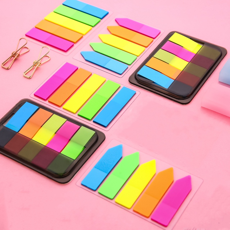 Set 100/200 Giấy Ghi Chú Dạ Quang Tự Dính Sáng Tạo Có Thể Tái Sử Dụng