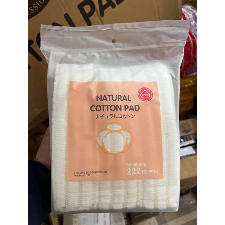 Bông Tẩy Trang HATSU NATURAL 3 lớp 222 miếng Siêu Mềm Mịn Nhật Bản