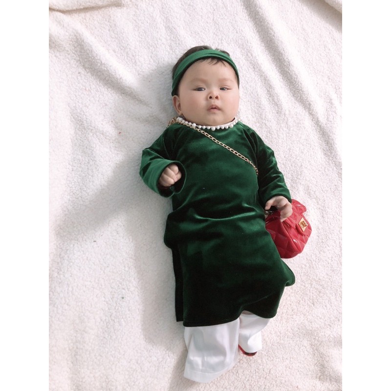 áo dài nhung bé gái