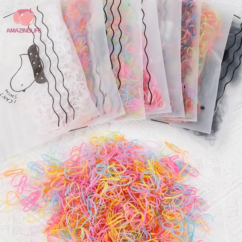 Bộ 1000 Dây Thun Buộc Tóc Nhiều Màu Sắc Dành Cho Bé Gái