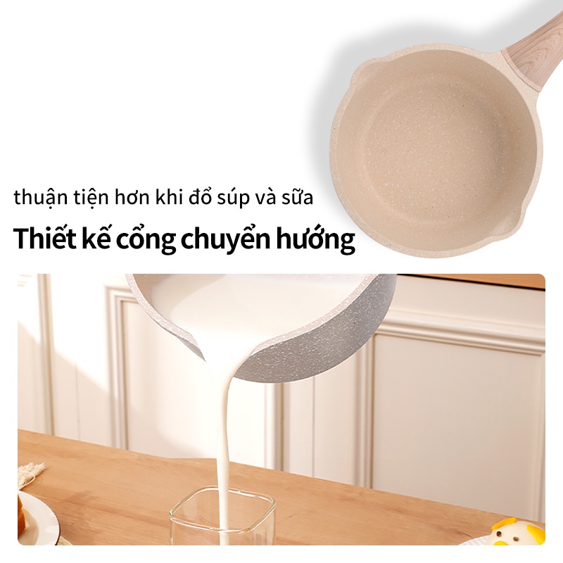 Nồi đá Maifan chống dính Simplus nồi bổ sung ăn dặm cho bé nồi nhỏ đun sữa nấu mì size 18cm