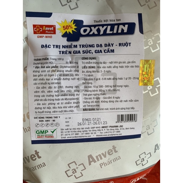 100g Oxytetracyclin 50 - thương hàn, tiêu chảy, tụ huyết trùng trên gà, vịt, ngan, cút, heo, trâu, bò