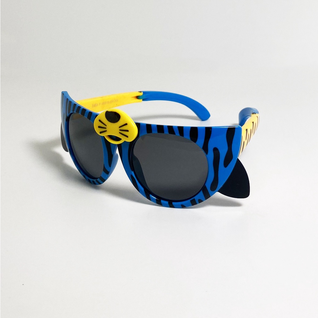 Kính mát trẻ em Jun Secret gọng nhựa dẻo, kiểu kính gấp gọn hình chú báo đáng yêu dành cho bé từ 1 đến 6 tuổi JS80A55