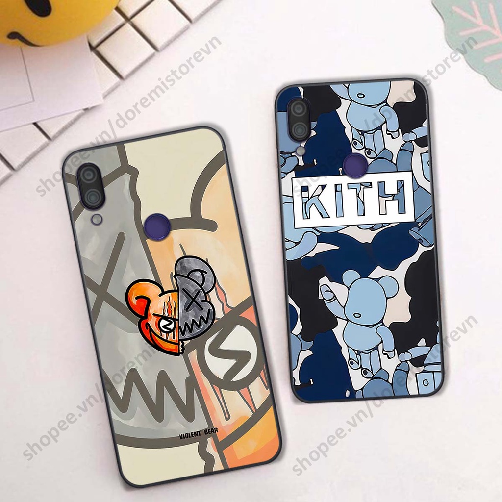 Ốp lưng Xiaomi Redmi Note 7 hình kaws, kith, bear brick nổi 3D phong cách độc đáo