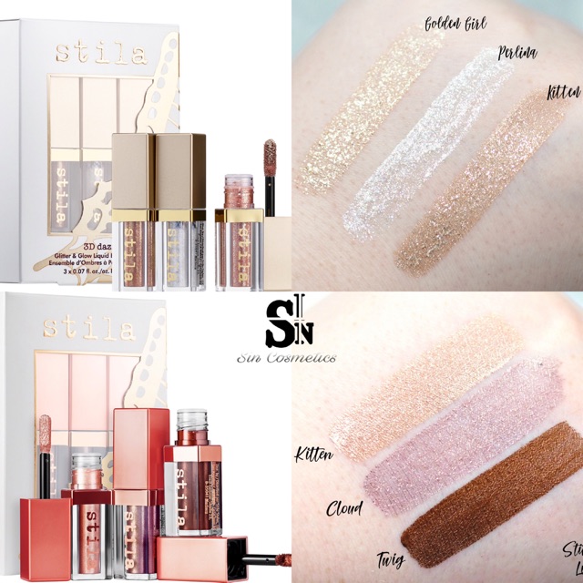 [CHÍNH HÃNG HÀNG US - TÁCH SET] Set nhũ mắt kim tuyến Stila 3 CÂY FULLSIZE