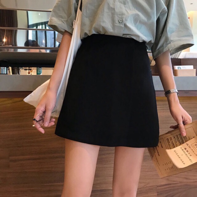 Váy Chữ A Xẻ Vạt Phong Cách Ulzzang_A1