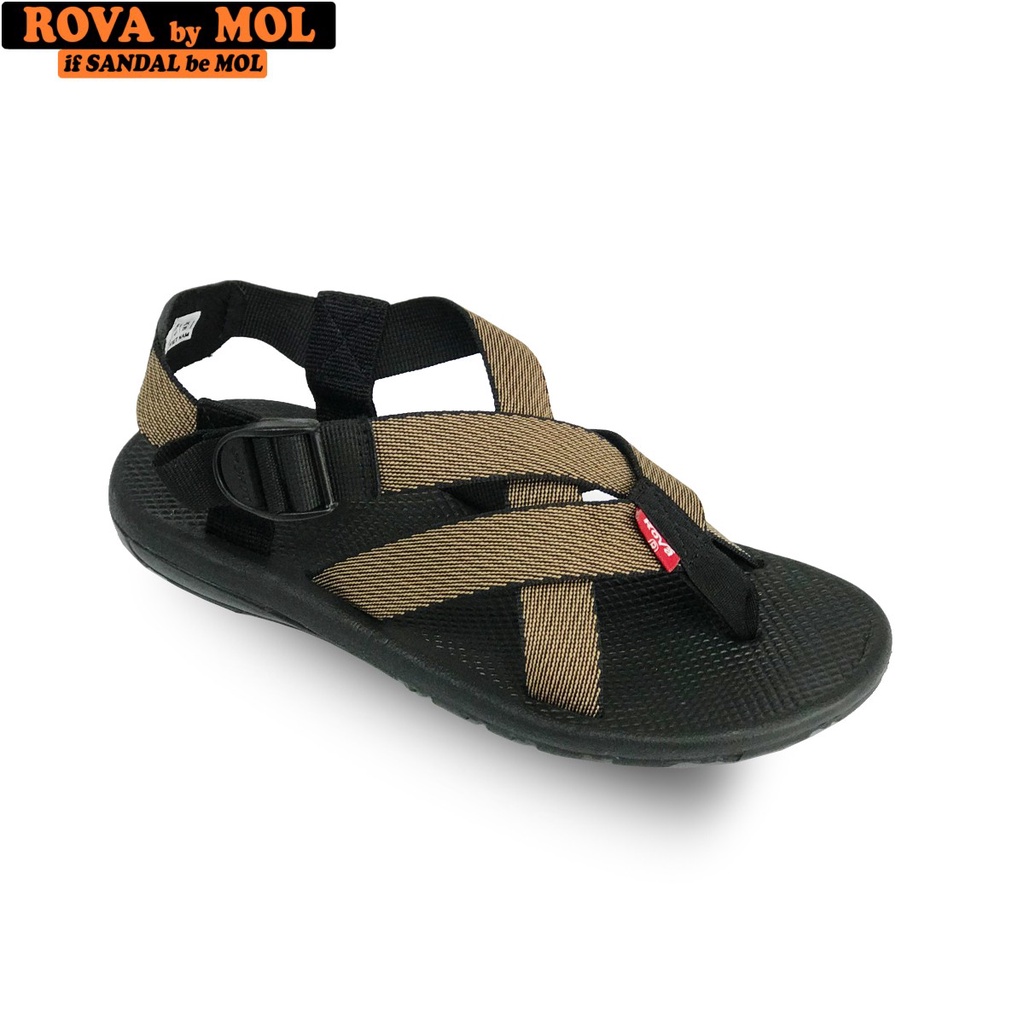 Giày Sandal Nam Hiệu Rova Siêu Bền Quai Chéo Đế Cao Su Quai Dù Đi Học Đi Làm Đi du Lịch Màu Nâu Mã RV133