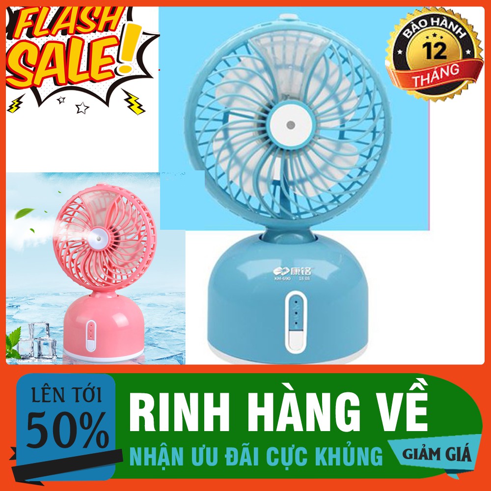 💥[FREESHIP + BẢO HÀNH 1 NĂM]💥Quạt Sạc Điện Phun Sương Để Bàn Làm Việc Cổng USB KM - 690💥SIÊU HOT💥