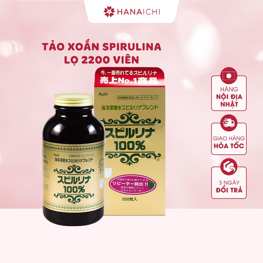 Tảo xoắn HỘP TEM ĐỎ 2200 VIÊN Spirulina Nhật Bản