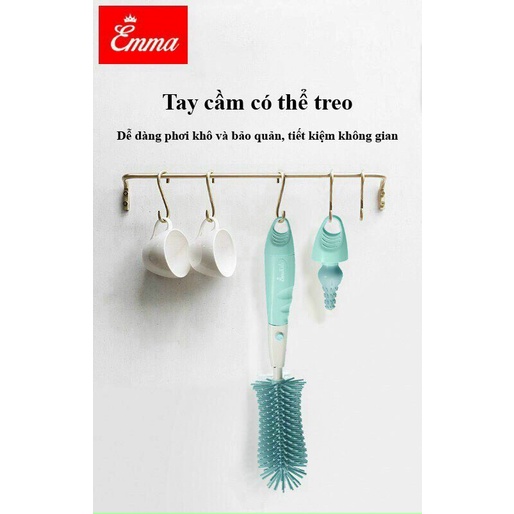 Cọ Rửa Bình Sữa Silicon + Mút Emma Kids 4 Chi Tiết
