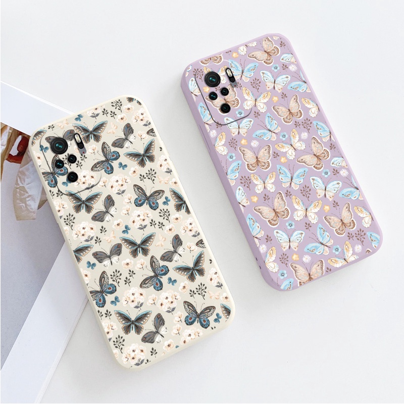Ốp lưng Bướm toàn màn hình Phone Case For Xiaomi Redmi Note 10 Pro Max 10s 4G 5G 10Pro 10ProMax Hộp bảo vệ ống kính máy ảnh vuông