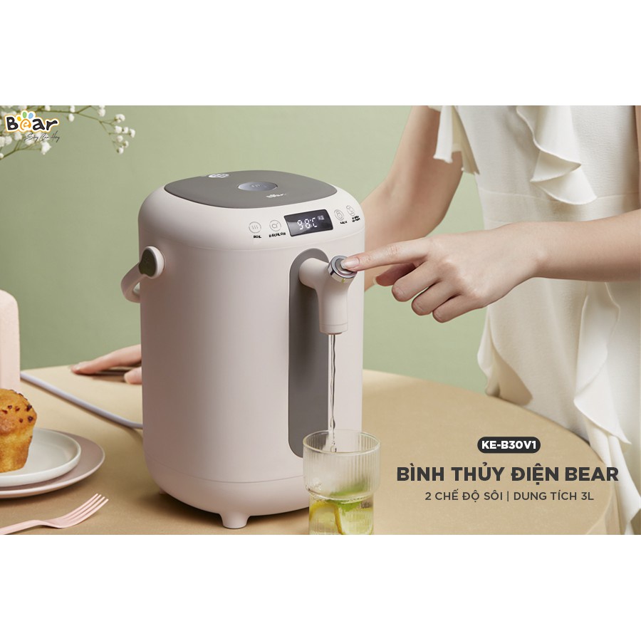 Bình Thủy Điện BEAR KE-B30V1 - Bình Đun Nước Khử Clo, Bình Giữ Nhiệt, Đun Siêu Tốc - BH Chính Hãng 18 Tháng