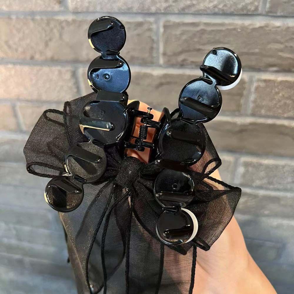 Kẹp Tóc Nơ Ruy Băng Lớn Màu Đen / Be Thời Trang Dành Cho Bạn Nữ WMES15H