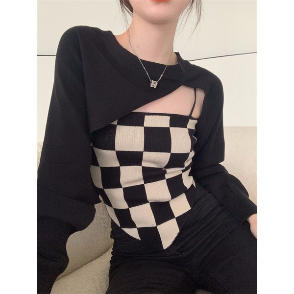 HUANG YOYO Set áo dây + áo khoác cardigan thời trang nữ tính