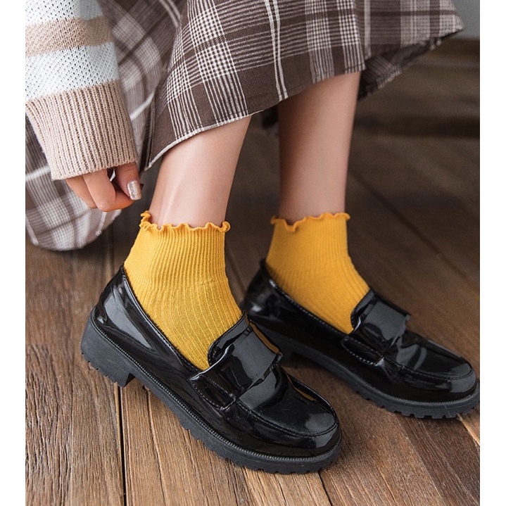 V03/Vớ cổ cao phong cách Nhật retro tất vintage cotton giày oxford cô gái sinh viên ulzzang converse phong cách retro