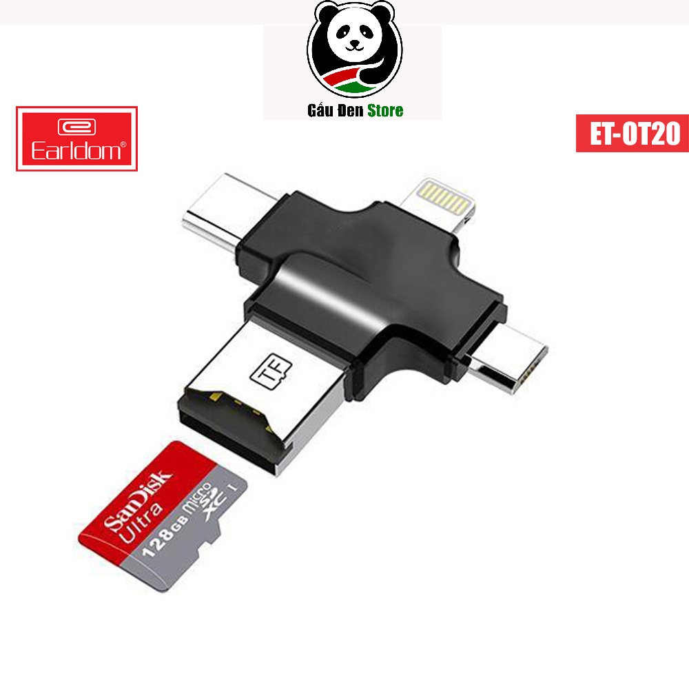 Đầu đọc thẻ nhớ OTG 4in1 cho iOS/Android/PC- Macbook Type C Earldom ET-OT20