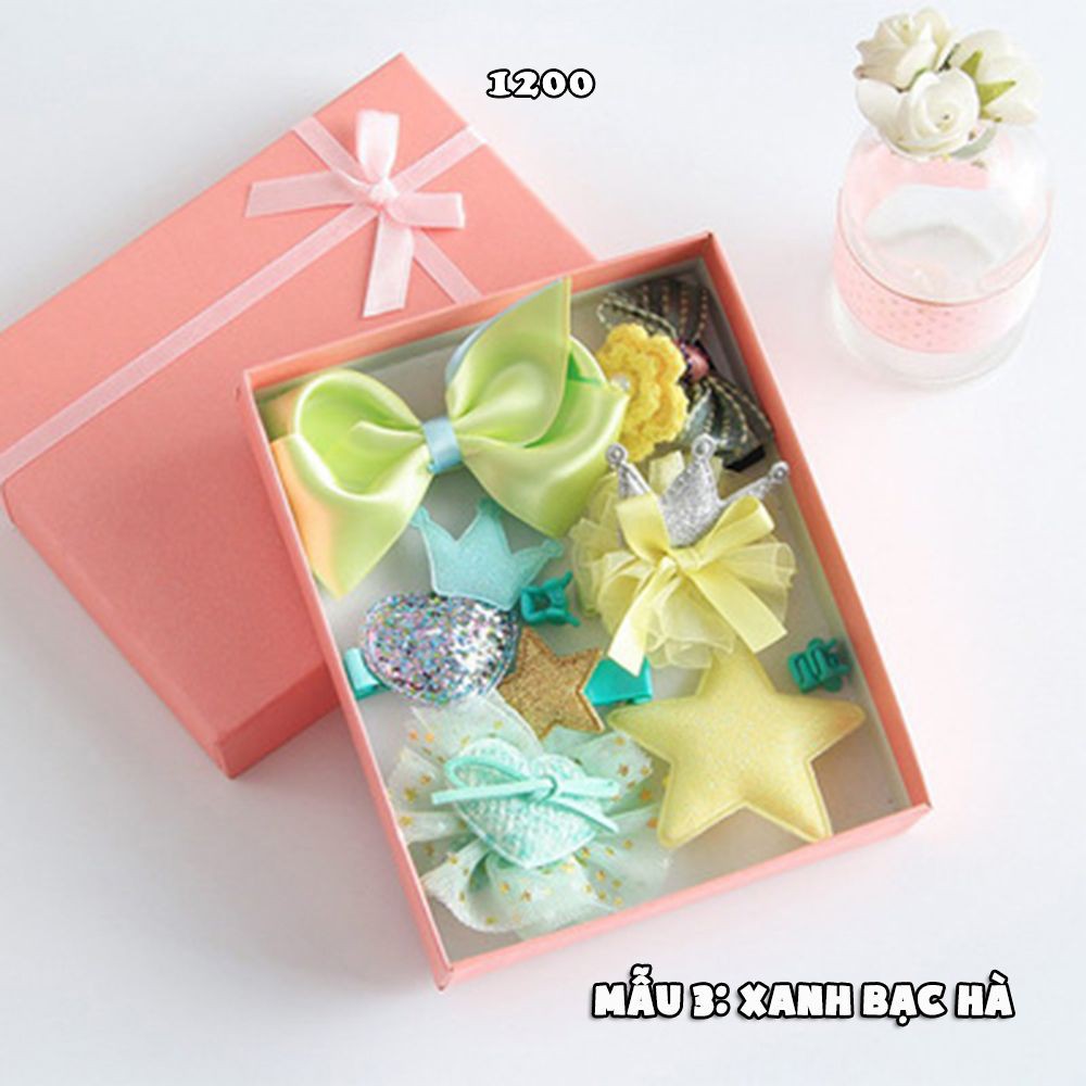 HỘP KẸP TÓC CÔNG CHÚA NHIỀU CMÀU CUTE AH1200