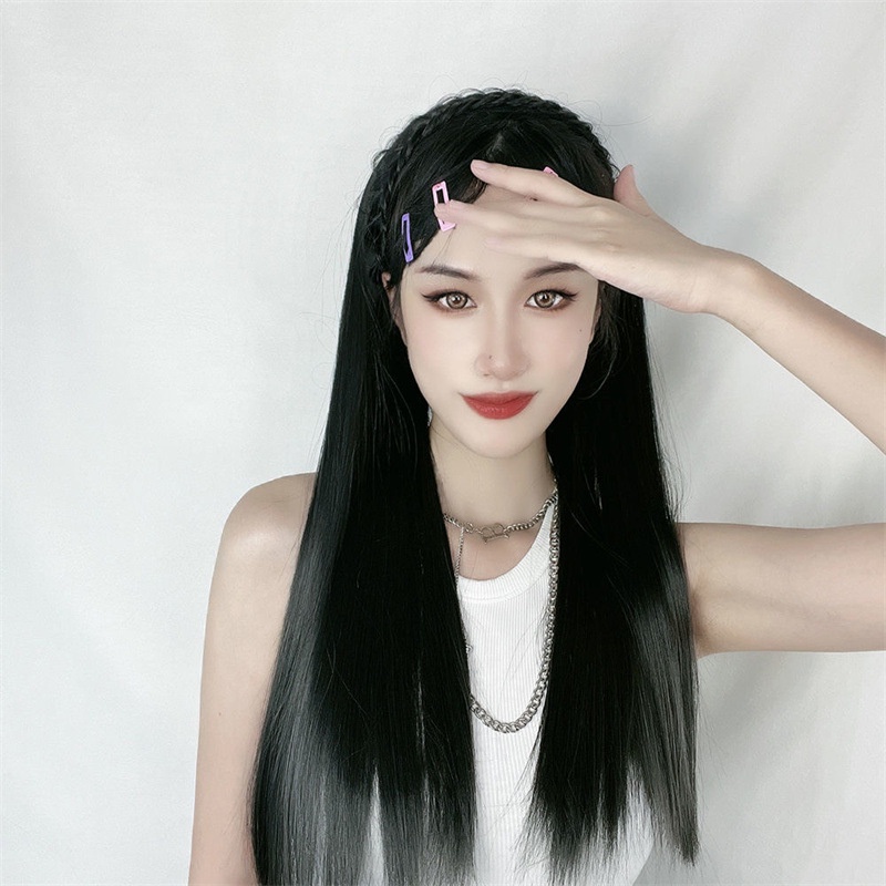 Tóc Giả Dài Thẳng Dạng Xoắn Kèm Tóc Giả Và Băng Đô Cài Tóc Thời Trang Cho Nữ