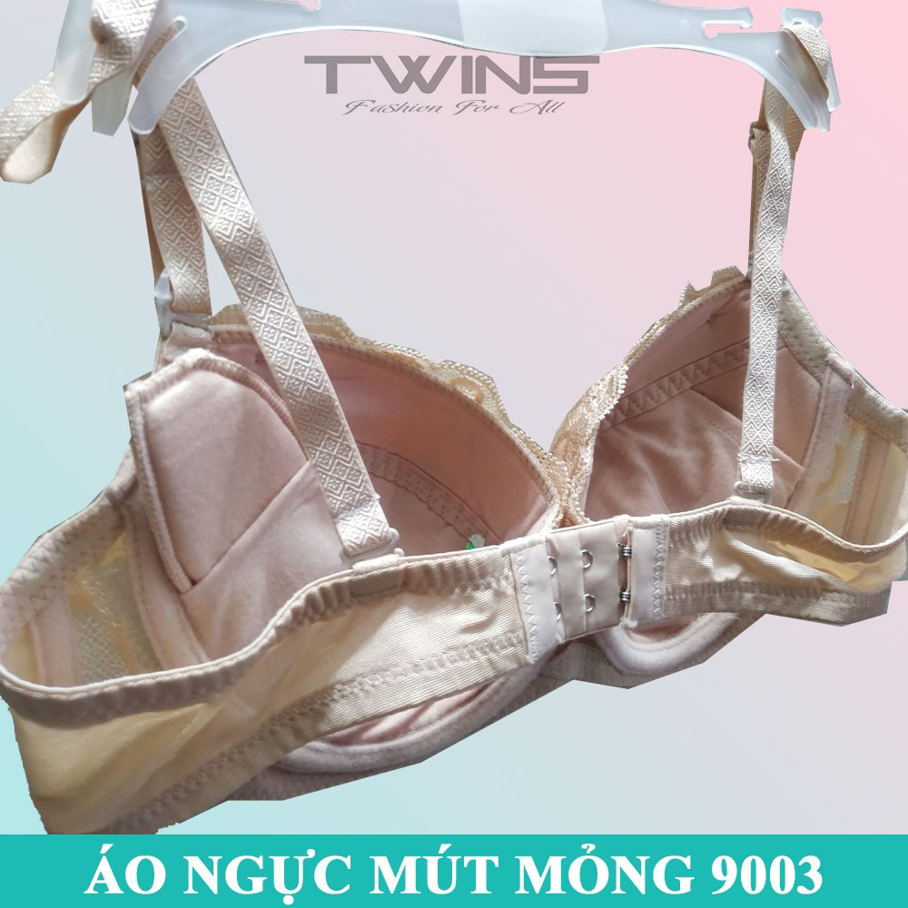 Áo ngực nữ ren nâng ngực tạo khe Joy 9003 có gọng mút mỏng cúp xéo mút có thể tháo rời size 34-36-38