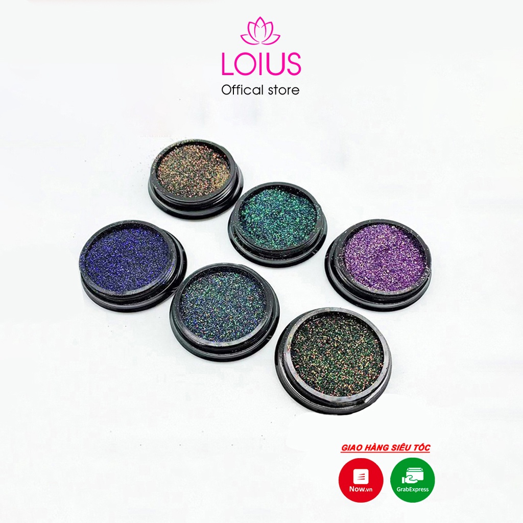 Set nhũ rắc kim cương siêu sáng 6 hũ tone màu xanh trang trí móng