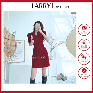 Váy nhung v404 thiết kế cổ v dáng váy ngắn siêu xinh