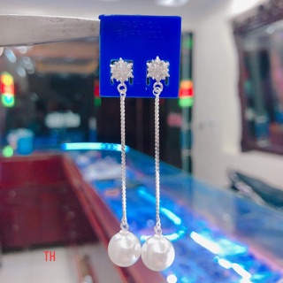 Bông tai nữ bạc ta - bông tai trai dáng dài